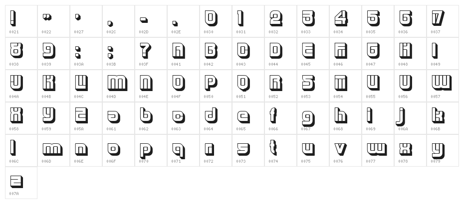Hunk Hollow Medium Character Map