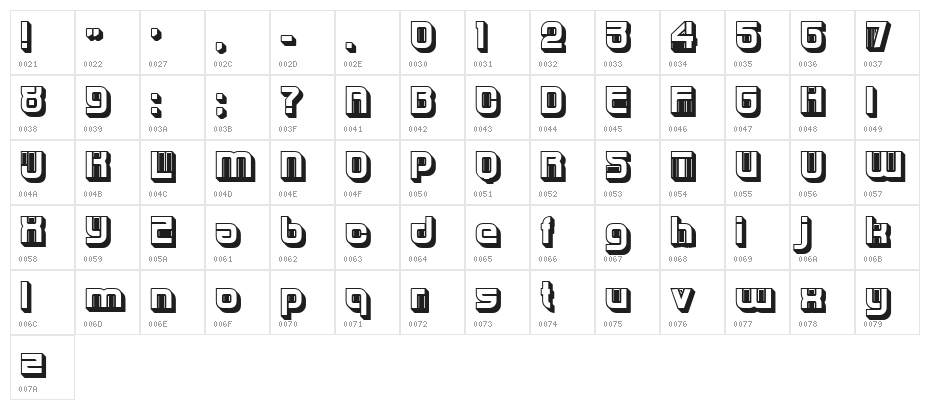 Hunk Regular Character Map