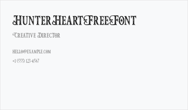 HunterHeartFreeFont Business Card