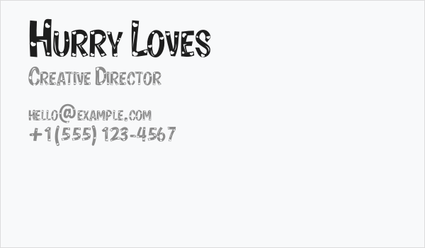 Hurry Loves Business Card