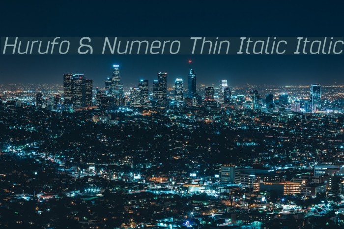 Hurufo & Numero Thin Italic Italic Font examples