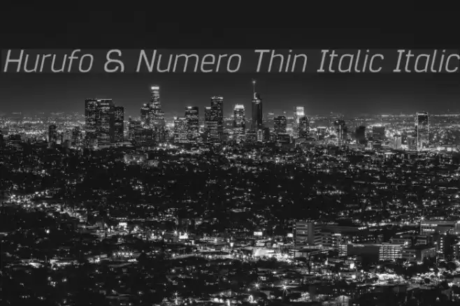 Hurufo & Numero Thin Italic Italic Font examples