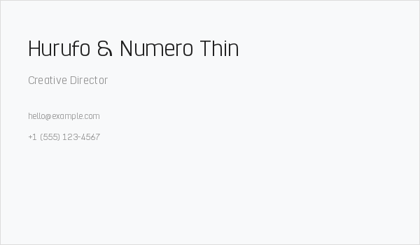 Hurufo & Numero Thin Business Card