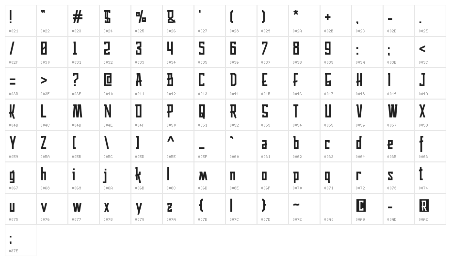 Husaeni Character Map