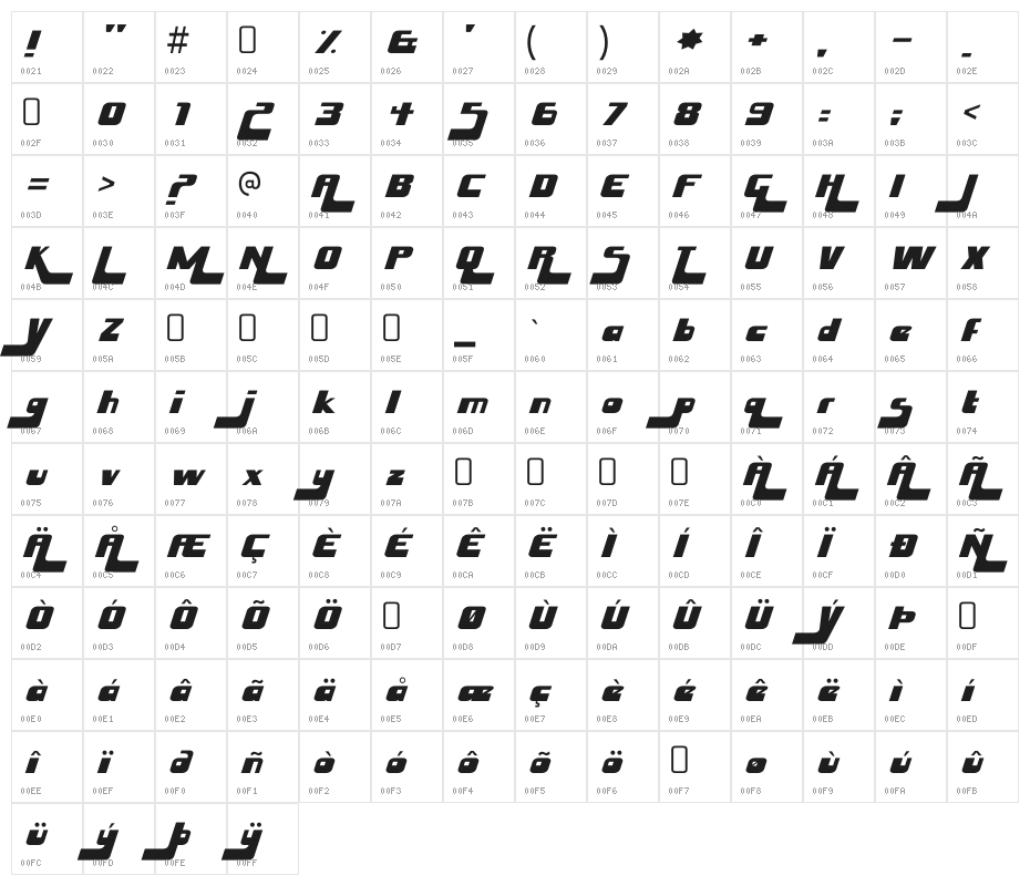 HuskyStash-Regular Character Map