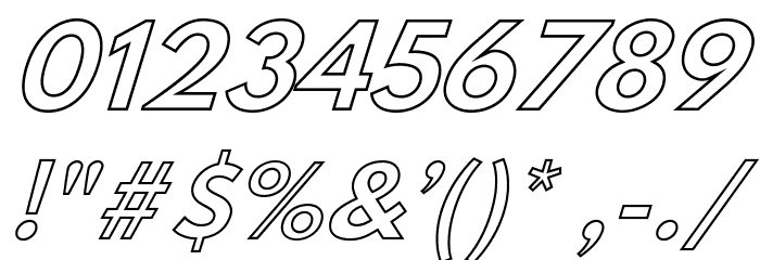 Hussar Bold Italic Outline Font OTHER CHARS