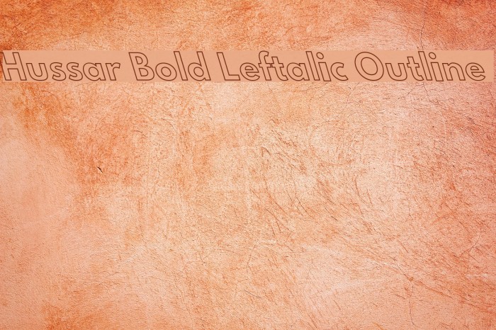 Hussar Bold Leftalic Outline Font examples