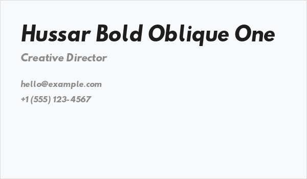 Hussar Bold Oblique One Business Card