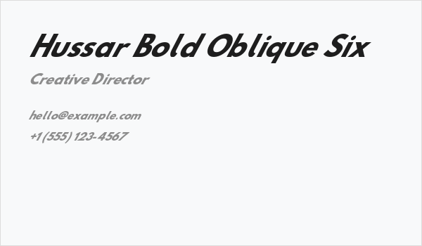Hussar Bold Oblique Six Business Card