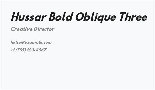 Hussar Bold Oblique Three Business Card