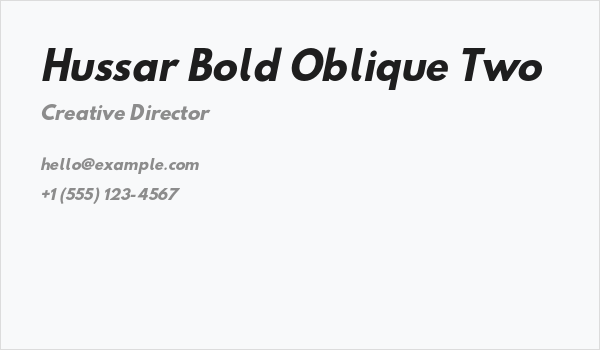 Hussar Bold Oblique Two Business Card