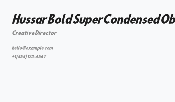 Hussar Bold SuperCondensed Oblique Three Business Card
