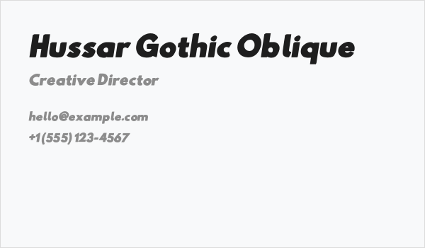 Hussar Gothic Oblique Business Card