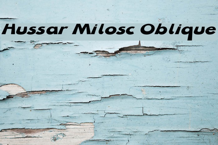 Hussar Milosc Oblique Font examples