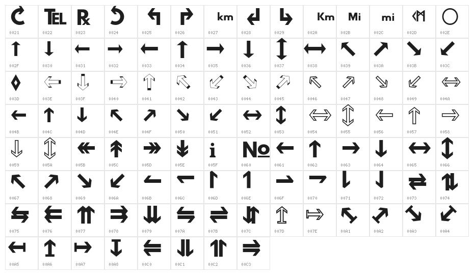 Hussar Motorway Character Map