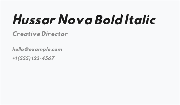 Hussar Nova Bold Italic Business Card