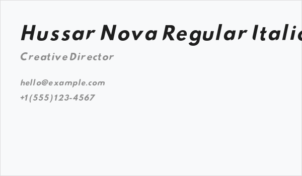 Hussar Nova Regular Italic Business Card