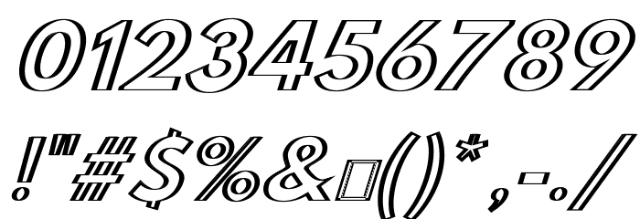 Hussar Outliner Oblique Font OTHER CHARS