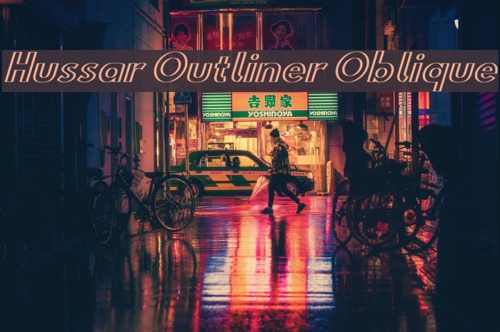 Hussar Outliner Oblique Font examples