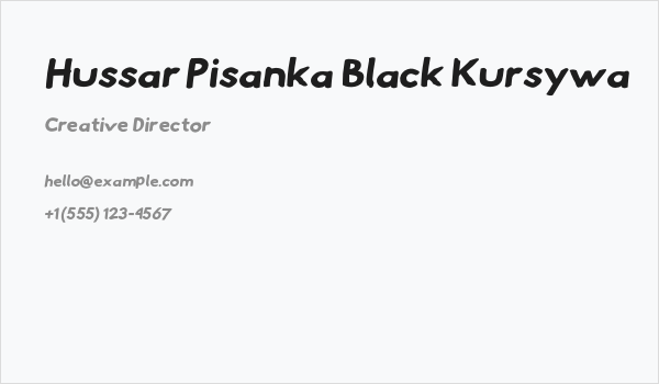 Hussar Pisanka Black Kursywa Business Card