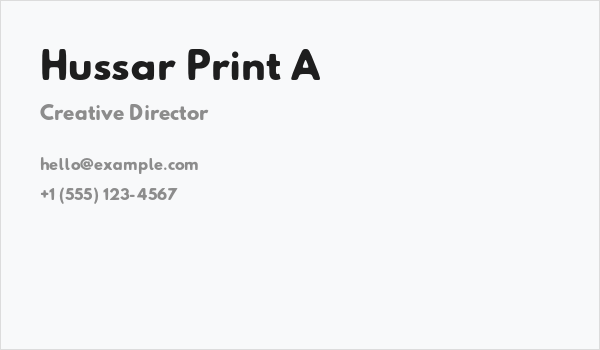 Hussar Print A Business Card