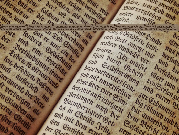 Hussar Simple Condensed Ghost OppositeOblique 3 Font examples