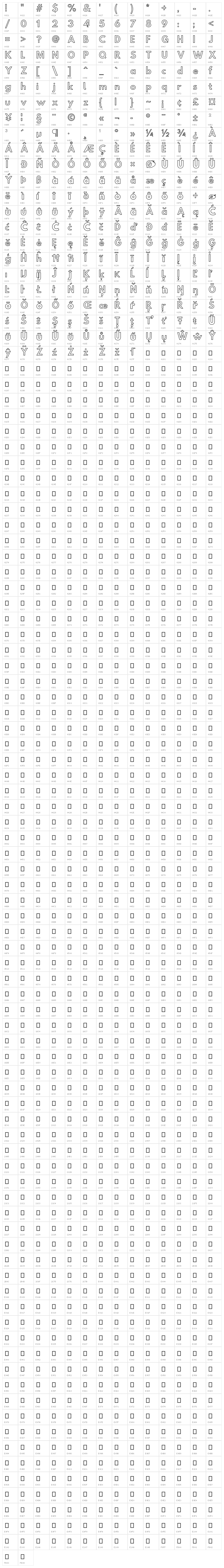 Hussar Simple Condensed Ghost Character Map