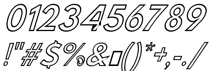 Hussar Simple ExtraCondensed Ghost Oblique Three Font OTHER CHARS