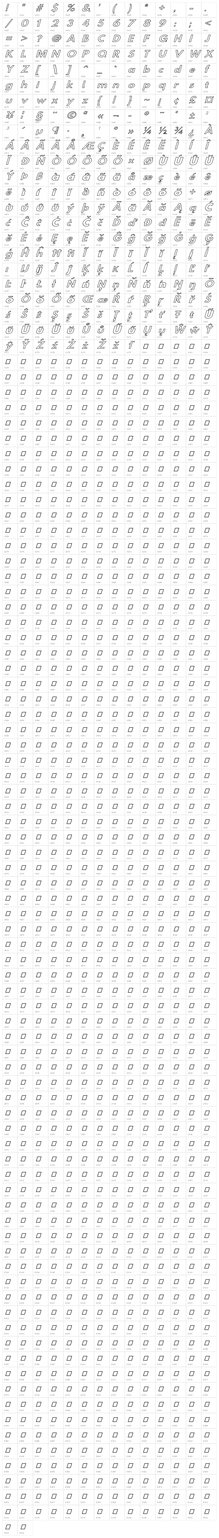 Hussar Simple SuperExtended Ghost Oblique3 Character Map