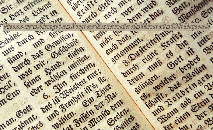 Hussar Simple SuperExtended Ghost Oblique3 Font examples