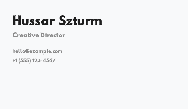 Hussar Szturm Business Card