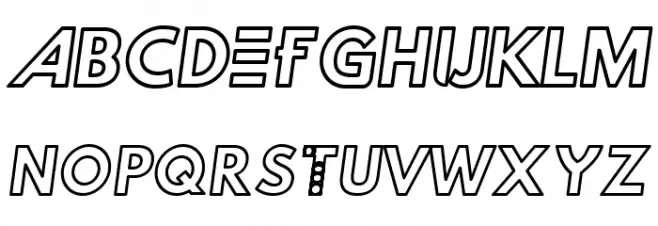 Hussar Techniczny Outline Oblique Fonte MAIÚSCULAS