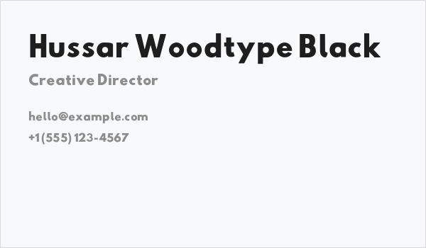 Hussar Woodtype Black Business Card