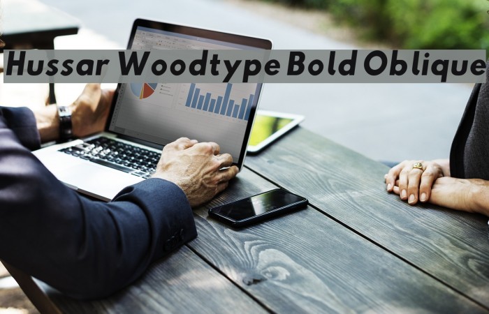Hussar Woodtype Bold Oblique Font examples