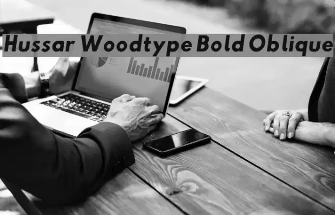 Hussar Woodtype Bold Oblique Шрифта examples