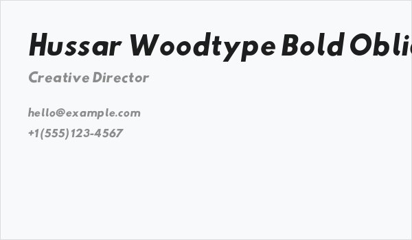 Hussar Woodtype Bold Oblique Business Card