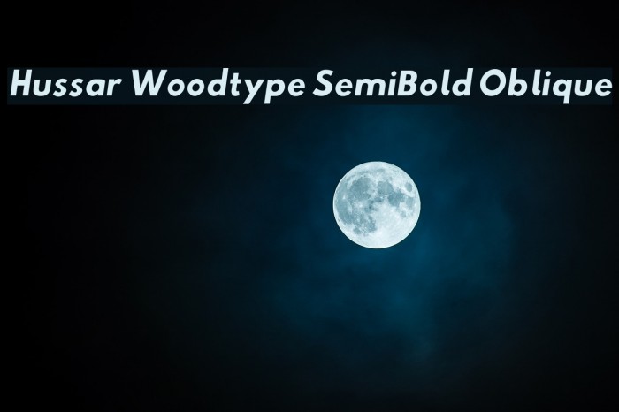 Hussar Woodtype SemiBold Oblique Font examples