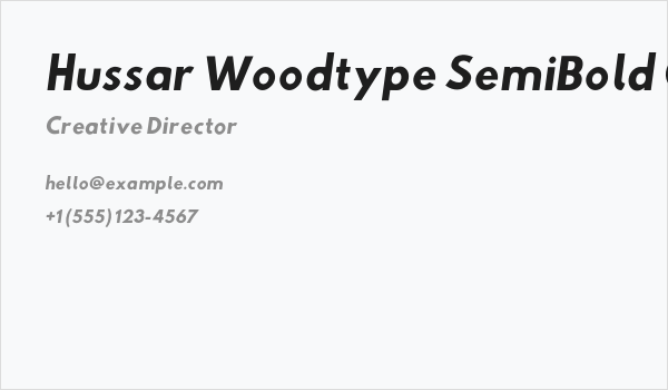 Hussar Woodtype SemiBold Oblique Business Card
