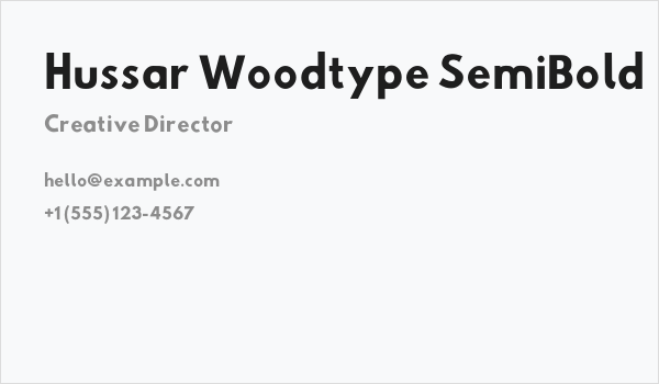 Hussar Woodtype SemiBold Business Card