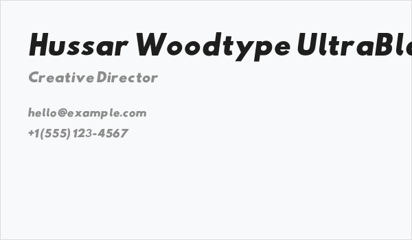 Hussar Woodtype UltraBlack Oblique Business Card