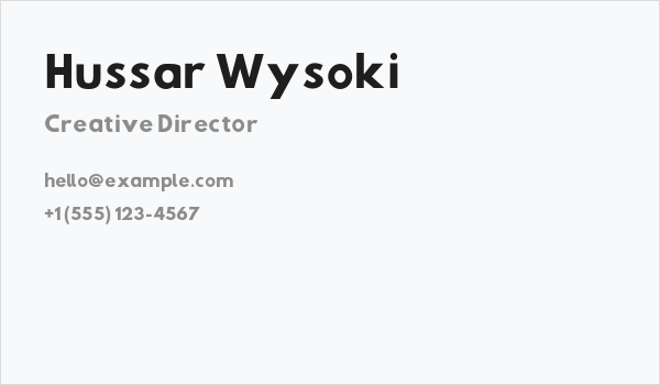 Hussar Wysoki Business Card