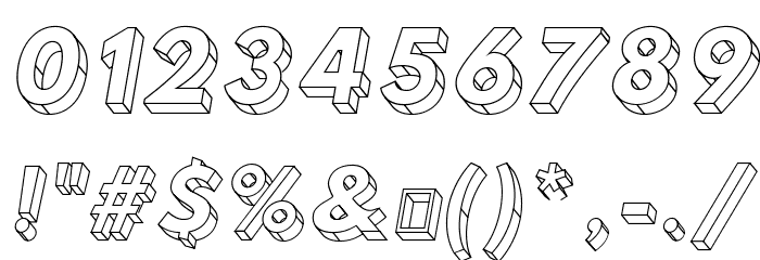 Hussar3D Three Italic Font OTHER CHARS