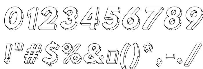 Hussar3D Two Italic Font Alte caractere