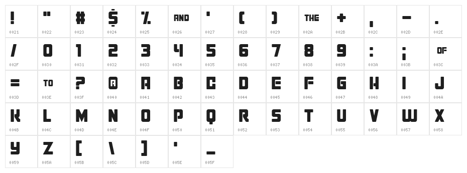 Hustle Character Map