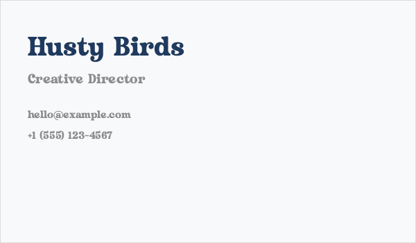 Husty Birds Business Card