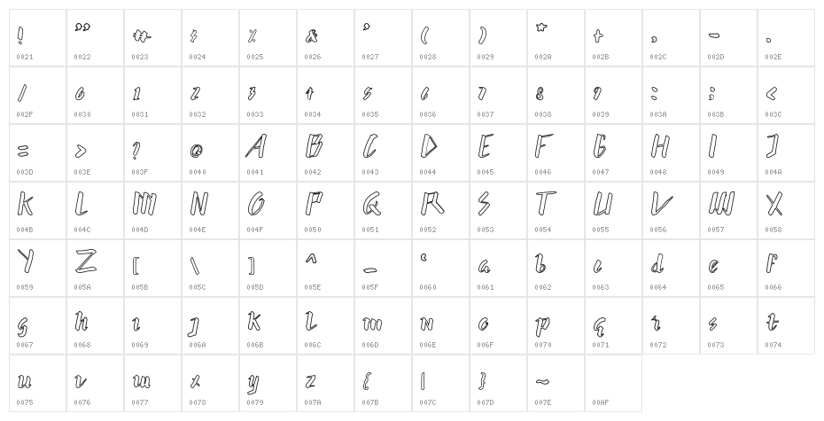 hummer outline Character Map