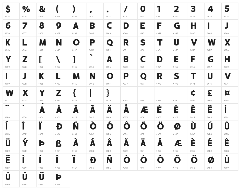 hustle 4 Regular Character Map
