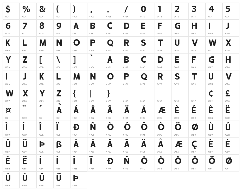 hustle 6 Regular Character Map