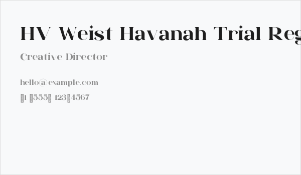 HV Weist Havanah Trial Regular Business Card