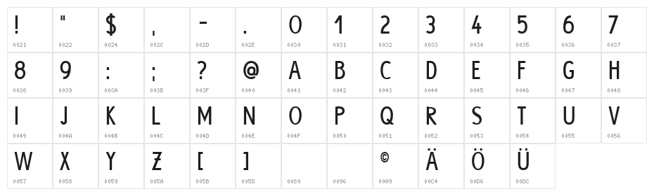 HYPE Bold Character Map